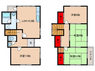 半町四丁目貸戸建てＢ棟の物件間取画像